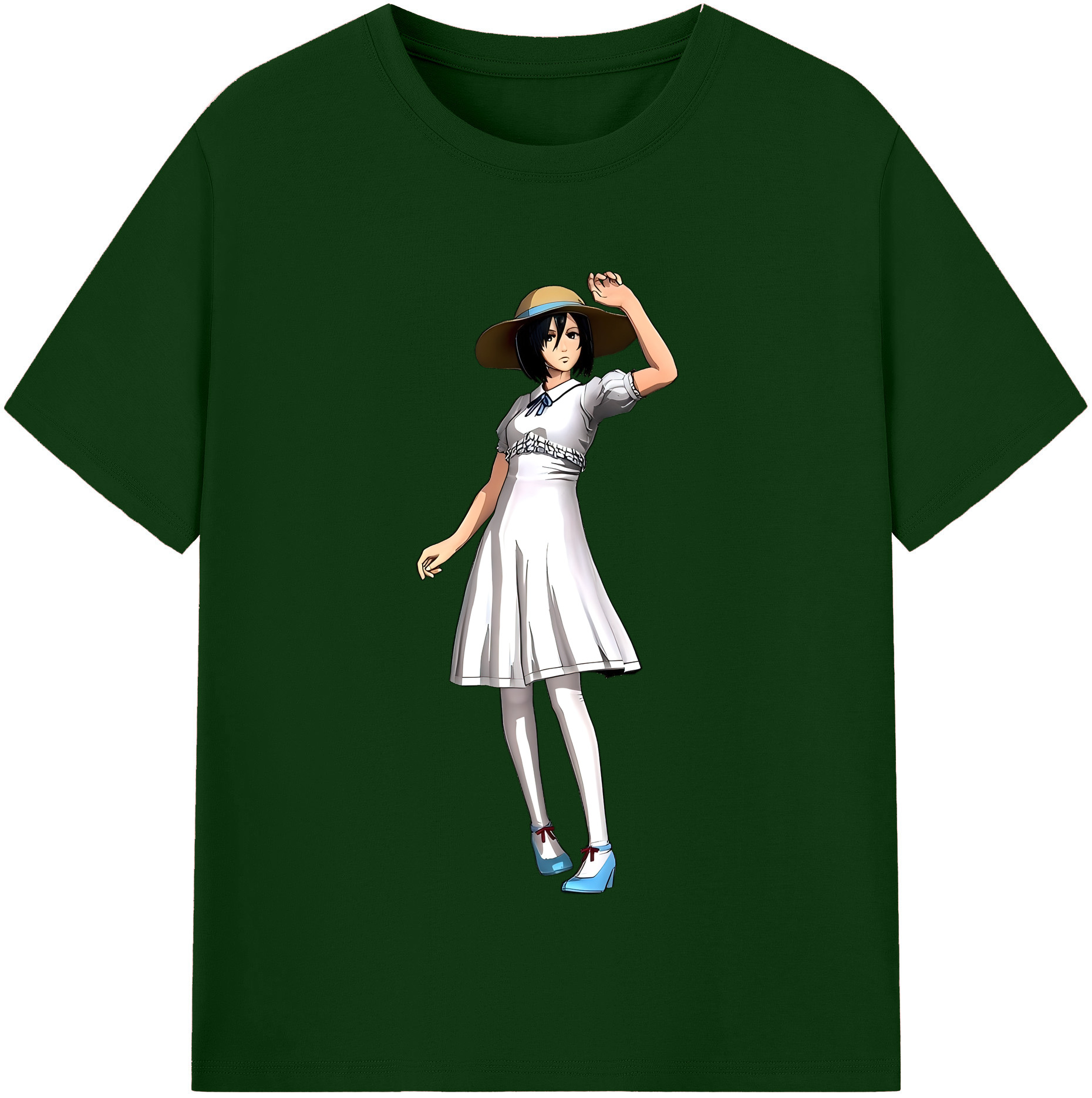 （画像用） 進撃の巨人 ミカサ·アッカーマン Attack on Titan Mikasa Ackerman 綿100％半袖Tシャツ（フロントプリント）